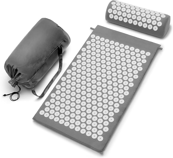 Sivan Health and Fitness Acupressure Mat and Pillow Set - Grounding Mat for Stress, Back & Neck Pain - Acupuncture Point Massage Mat for Muscle Relaxation, Sciatica, & Meditation - Includes Carry Bag