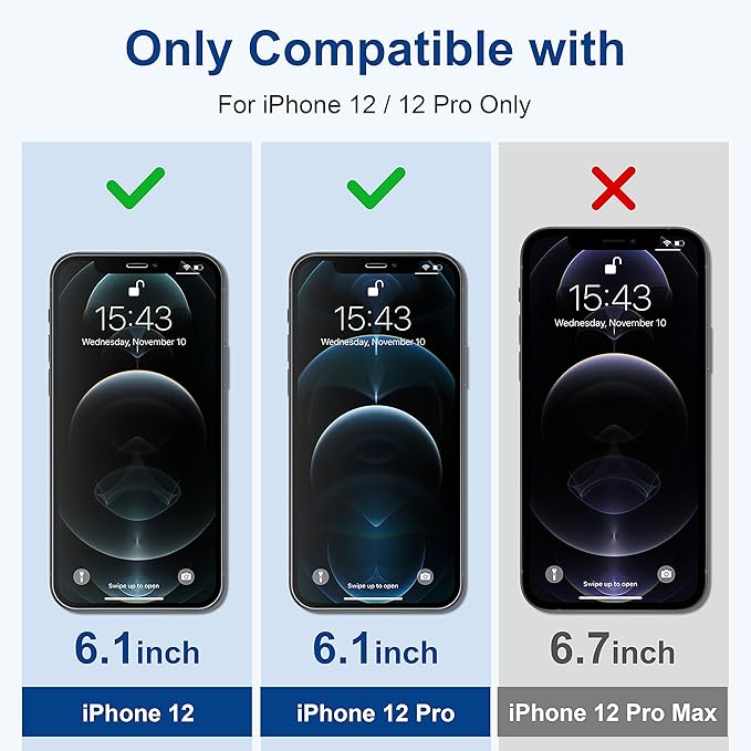 ImpactStrong Shatterproof Tempered Glass Screen Protector for iPhone 12 / iPhone 12 Pro [Easy Installation Frame] [Bubble Free] [9H Hardness] [Full Coverage] Case Friendly, 6.1 Inch - (3-Pack)