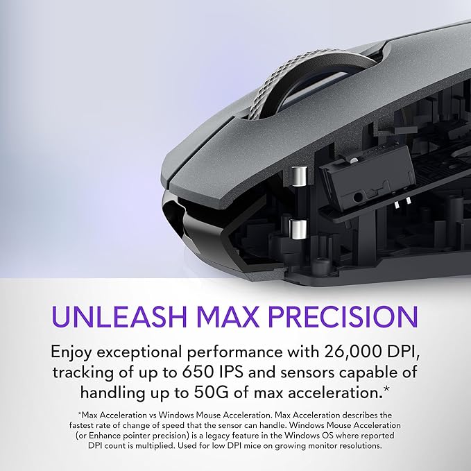 Alienware AW720M Tri-Mode Wireless Gaming Mouse - 2.4GHz Wireless, Bluetooth 5.1, 26,000 DPI, 8-Fully Programmable Buttons, Magnetic Snap Charging Adapter USB-A to USB-C Cable - Dark Side of The Moon