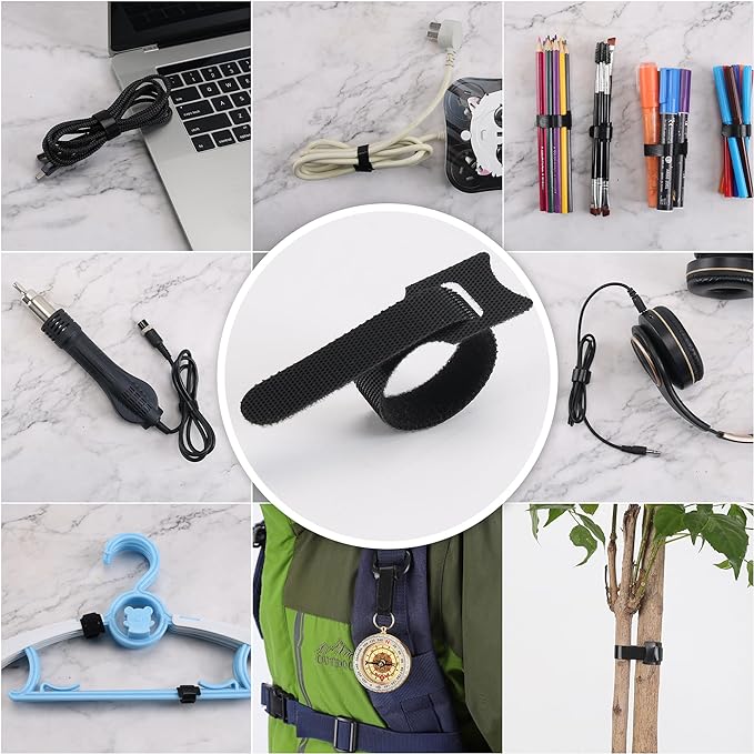 Reusable Cable Ties, 126 PCS 8 Inches Adjustable Cord Straps Wire Organizer Cord Wrap and Hook Loop Cable Management