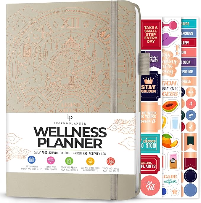 Legend Wellness Planner & Food Journal – Daily Diet & Health Journal with Exercise & Weight Loss Tracker – Nutrition Diary, 6 Months (Foggy Alps)