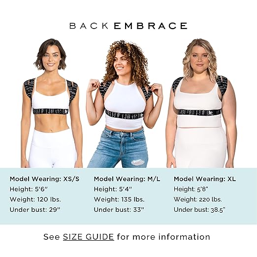 BackEmbrace Posture Corrector for Women and Men - Made in USA - Slim and Adjustable Shoulder Brace - Back Brace for Back Pain Relief- Black Drizzle M/L