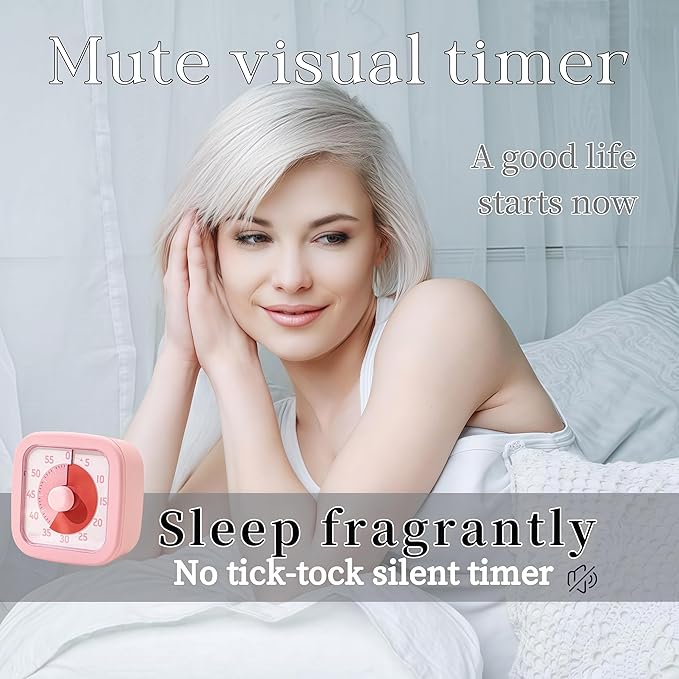 Visual Timer for Kids Timer Home - 60 Minute Kids Visual Timer for Classroom Home Office, Countdown Clock for Teaching Work Meeting, Pomodoro Timer for Time Management (Sakura Pink)