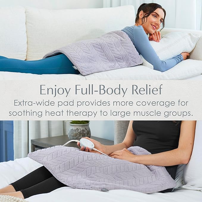Pure Enrichment PureRadiance Ultra-Wide Heating Pad - 6 Heat Settings, Soft Faux Fur, 20" x 24", Machine Washable