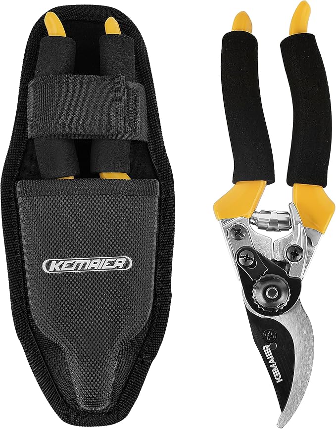 Pruning Shears for Gardening, Professional Garden Shears with Non-Slip Ergonomic Handles & Blade Cover, Sharp Garden Clippers for Trimming Branches, Shrubs, and Plants