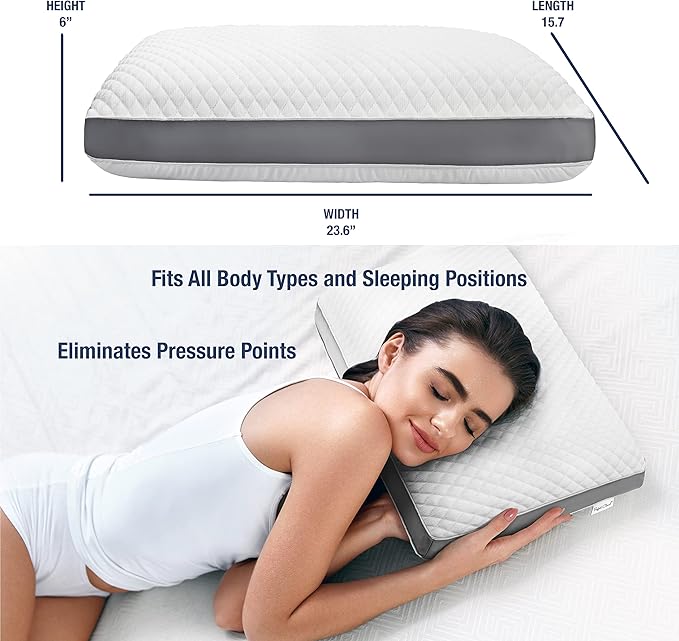 The Perfect Pillow Dual Temperature Memory Foam Pillow with Adjustable/Removable Layers for Back, Stomach, & Side Sleepers - Luxury Custom Loft Bed Pillow for Sleeping - Standard
