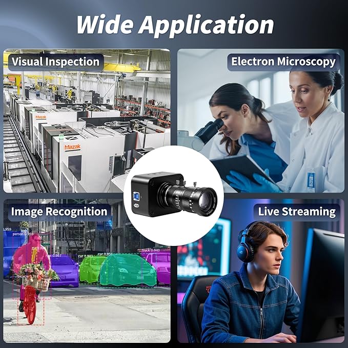 MOKOSE USB Camera 4K, USB3.0 Manual Focus Webcam with C-Mount 10-55mm Telephoto Zoom Lens, IMX678 1/1.8" 8MP Sensor Support YUY2,Web Camera for Desktop Computer Laptop