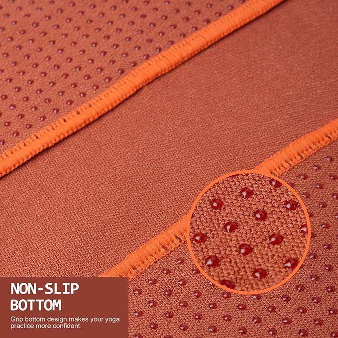 Eunzel Hot Yoga Towel - Microfiber Non Slip Yoga Mat Towel with Grip Dot Sweat Absorbent Towel for Hot Yoga, Pilates and Fitness 72" x 24", Sedona Red/Orange