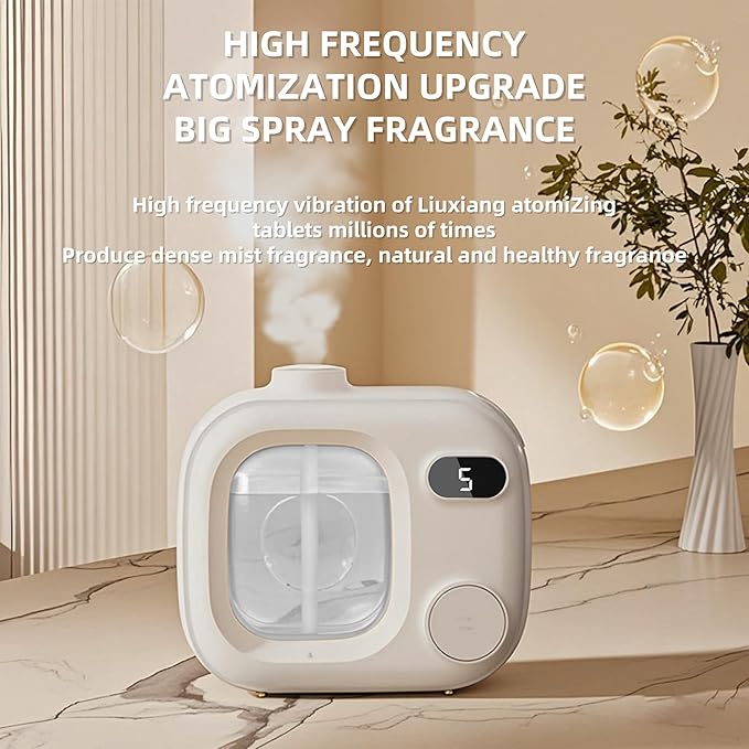 Smart Wireless Aromatherapy Diffuser Ultrasonic Essential Oil Diffuser for Home Large Rooms Bathroom Hotel Office Car - Cordless with 5 Mist Levels Waterless Difusor Aroma 360 Fragrance Machine