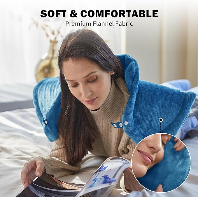 Heating Pad for Neck Shoulder and Back, Fathers Day Dad Gifts, Deeper Pain Relief and Fast Heating Weighted Heat Wrap, Birthday Gifts for Mom Men Dad Wife, ETL Certified, Blue