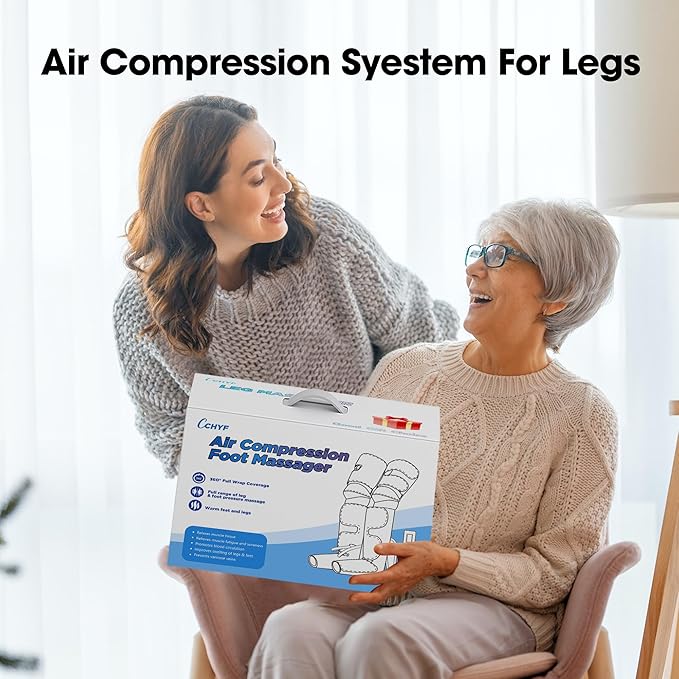 3-in-1 Leg Compression Massager With Heat for Circulation - 3 Modes, 3 Intensities, 2 Extenders, Adjustable Wraps - Great Gifts for Mom & Dad