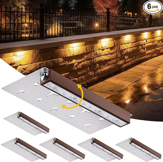 6 Pack 7 Inch Retaining Wall Lights, 2.5W Hardscape Step Lights 12V-36V AC/DC Landscape Lighting, Low Voltage Outdoor Step Lights, IP67 Waterproof Pavers Lights 2700K