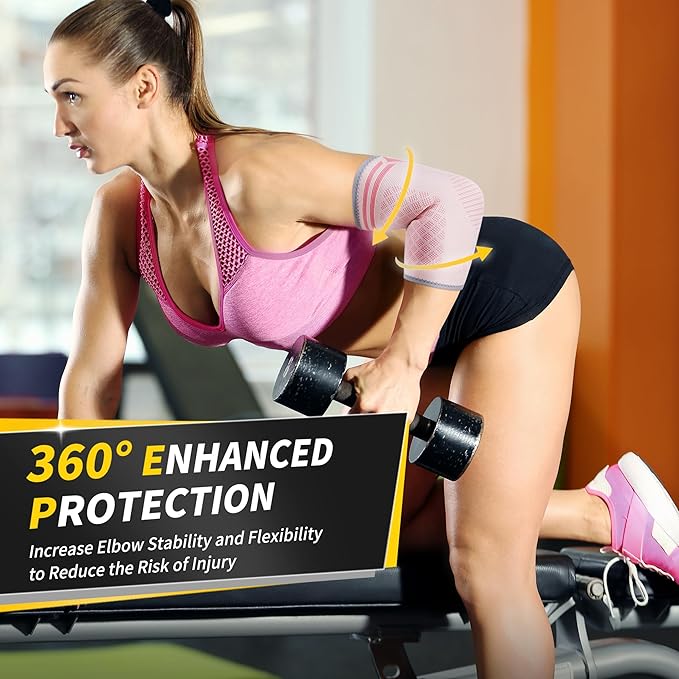 CAMBIVO 2 Pack Elbow Brace for Tendonitis, Tennis Elbow Compression Support Sleeve for Golfers Elbow Pain Relief, Arthritis, Bursitis, Workout, Weightlifting