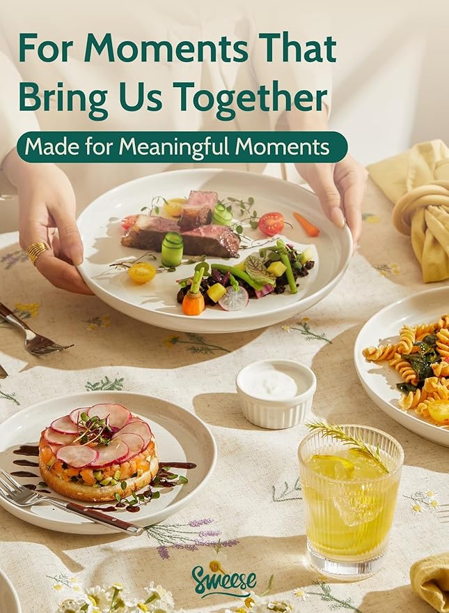 Sweese Porcelain Dinner Plates Set, 10 Inch, Round Salad Plates, Dove Gray - Dishwasher, Microwave Oven Safe