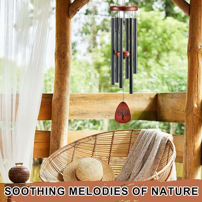 Wind Chimes for Outside, 32" Memorial Wind Chimes for Loss of Loved One Mother Father, Memorial Sympathy Gift Outdoor Garden Patio Decor, Bereavement Gift for Loss of Mom Dad (Classic Black)