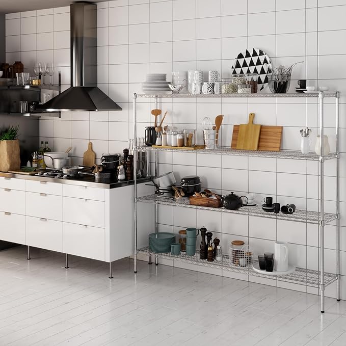 14" Deep x 72" Wide x 64" Height Wire Shelving Kit | 4-Tier | NSF Commercial Storage Rack Unit