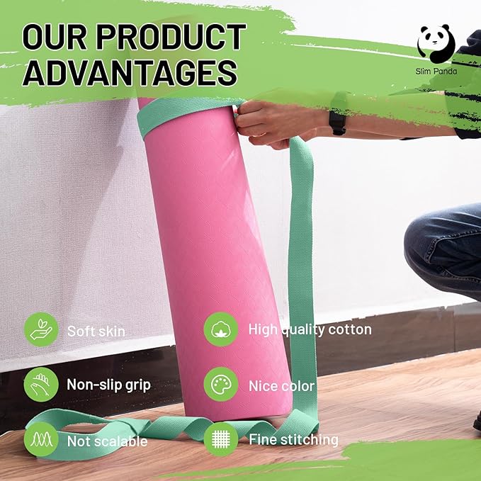 Slim Panda Yoga Mat Straps for Carrying, Adjustable Yoga Mat Carrier, Yoga Mat Sling(Yoga Mat Not Included)