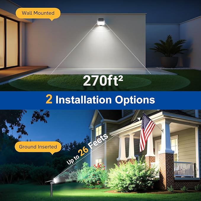 LETMY Solar Spot Lights Outdoor Waterproof with Bigger LED, 4 Pack Auto ON/OFF 135°Adjustable Solar Lights Outdoor, 2-in-1 Wall Lights & 2 Modes Landscape Spotlights for Tree Yard Pathway Garden Decor