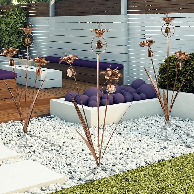 Metal Bronze Calla Lily Flowers with Bells for Outdoor Garden Decor