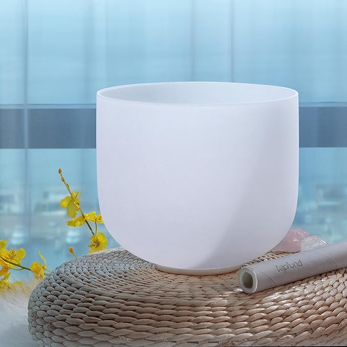 TOPFUND 10 inch G Note 440hz Quartz Crystal Singing Bowl Throat Chakra Meditation Sound Healing