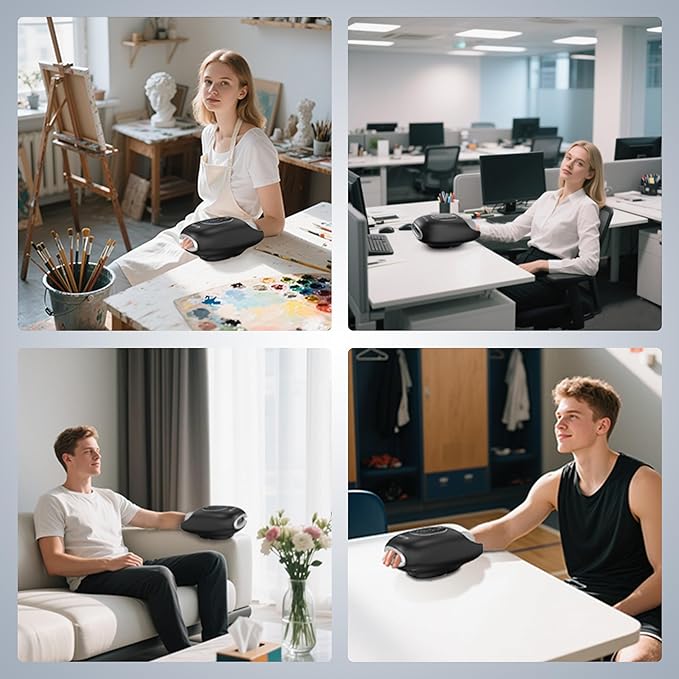 Hand Massager with 9 Modes and 4 Heating Options for Hot and Cold Therapy Hand and Wrist Massager for Arthritis and Carpal Tunnel Relief, Hand Massager with Heat and Compression, Black