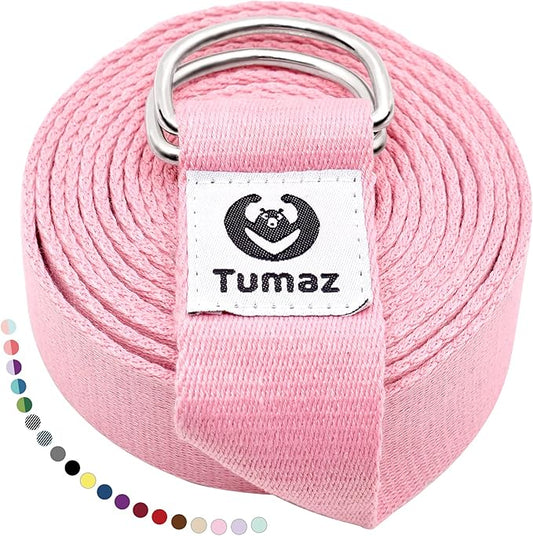 Tumaz Yoga Strap/Stretch Bands [15+ Colors, 6/8/10 Feet Options] with Extra Safe Adjustable D-Ring Buckle, Durable and Comfy Delicate Texture - Best for Daily Stretching, Physical Therapy, Fitness