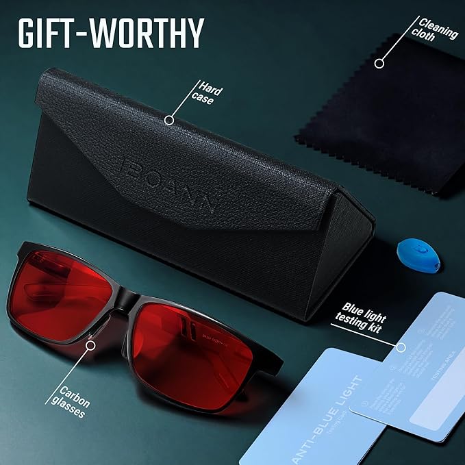 Carbon Blue Light Blocking Glasses Men for Computer, Gaming, Metal Frame Green Light Protection Night Driving Glasses for Man