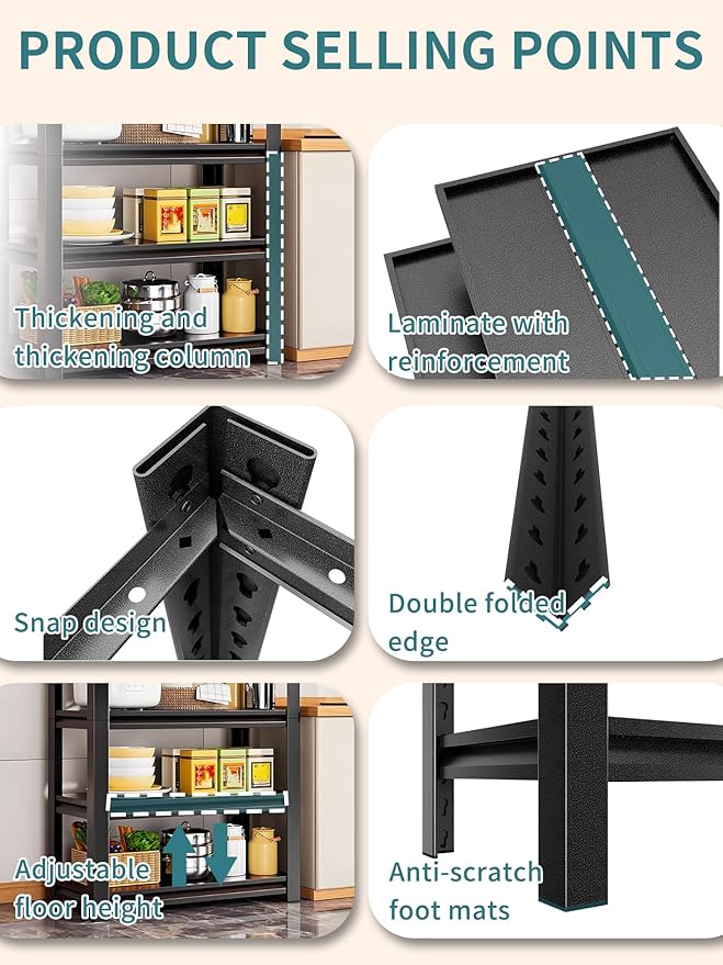 Heavy Duty Garage Shelving, 5 Tier Metal Shelving with Adjustable Shelves, 3000LBS Storage Racks, Shelf Storage Units, Utility Shelves for Garages, Basements, Warehouses, Supermarkets