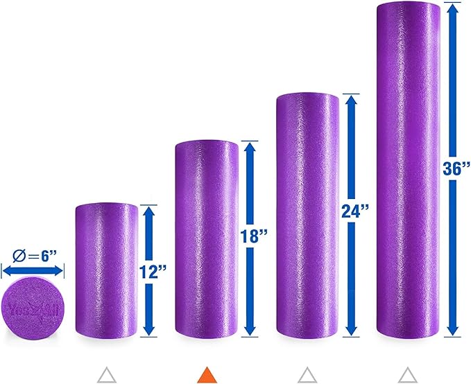 Yes4All Medium Firm Round PE Foam Roller 12, 18, 24, 36 Inches for Pilates, Yoga, Stretching, Balance & Core Exercises