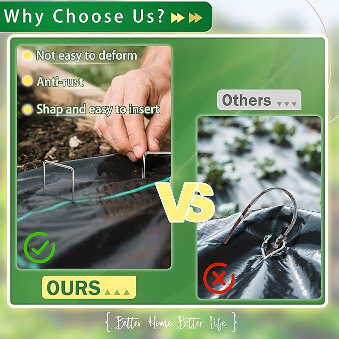 AJART Landscape Staples Garden Stakes: 6 Inch Reusable Galvanized Steel Spikes for Artificial Turf, Tents & Ground Cover - 200Pcs