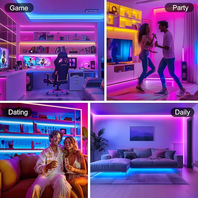 EMITEVER RGB LED Strip Light 16.4ft, Dimmable COB 24V Flexible LED Color Changing Tape Light Kit with Remote, High Density 3150LEDs for TV Backlight, Bedroom, Bar, Party Christmas Decoration