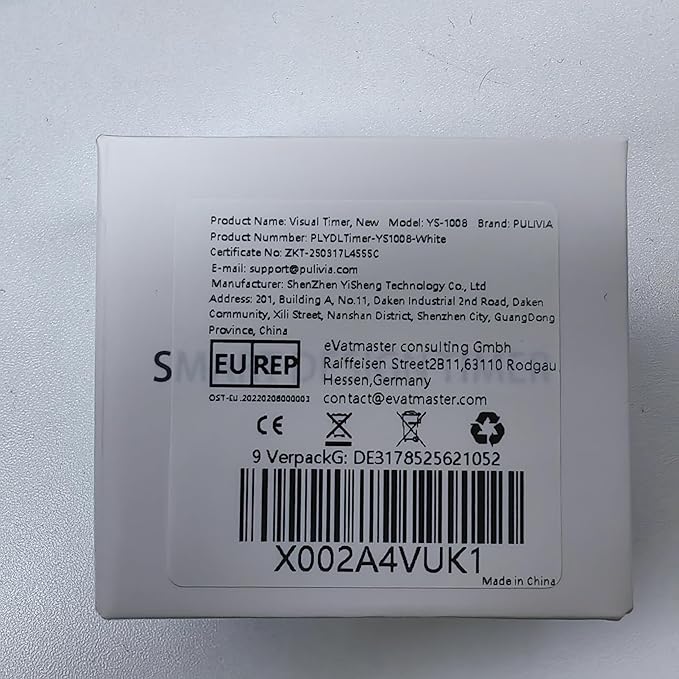 Visual Rotating Timer with 5, 10, 25 50 Minutes Preset, Desk Cube Count Down/up Timer, Rechargeable Custom-time Mute/Sound, Ideal for ADHD Work Learning Kitchen, White