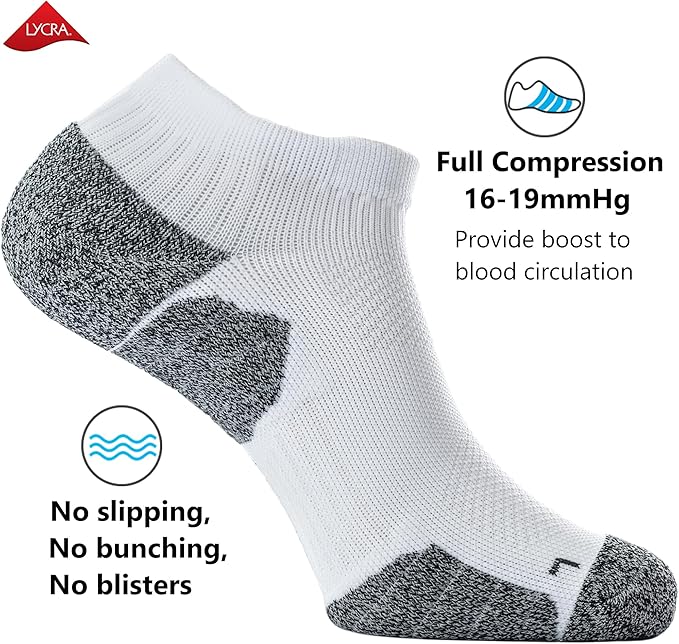 CWVLC Unisex Cushioned Compression Athletic Ankle Socks Multipack