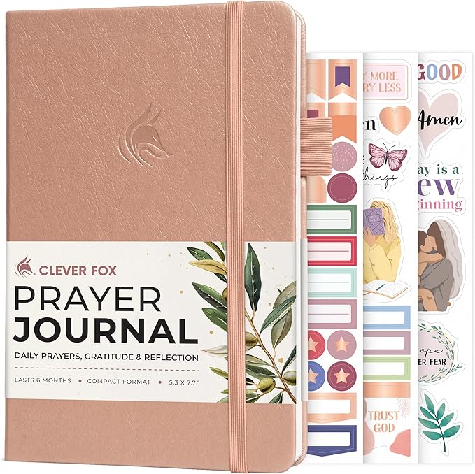 Clever Fox Prayer Journal – Daily Devotional & Gratitude Notebook – Religious Planner & Gods Book – Faith Based Gifts & Accessories (Rose Gold)