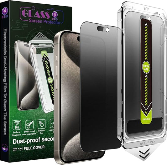 2 Pack Matte Privacy Anti-Spy Screen Protector for iPhone 17/16 Pro (6.3-Inch),Anti-Glare,9H Tempered Glass,Full Coverage,Anti-Fingerprint,Auto Dust Removal,Bubble-Free