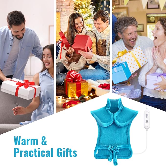 Tefici Heating Pad for Back Pain,Birthday Christmas Gifts for Mom Men,FSA Eligible Items Only List,24'' x33''Fast Heating, Electric Heat Pad, 2H Auto-Off,Neck and Shoulder Heat Pad,ETL Certified,Blue