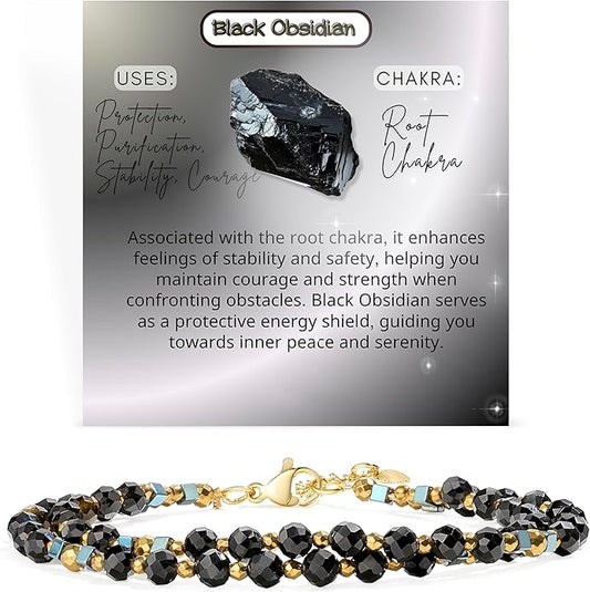 Crystal Beaded Bracelets, Chakra 4mm Natural Stone Beads Bracelets, Gemstone Spiritual Jewelry Gifts for Women