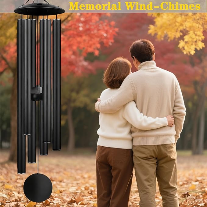 Large Memorial Wind Chimes, 67'' Deep Tone 6 Heavy Tubes Soothing Tones Windchimes for Outside Garden Patio Hanging Decor, Sympathy Gifts, Memorial Wind Chime Best Gift for Mom Women Grandma Neighbors