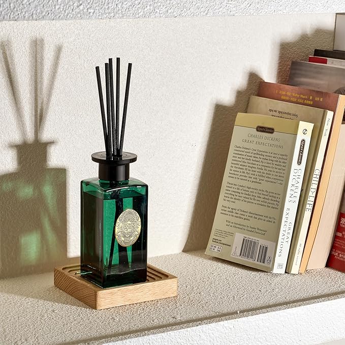 M&SENSE 6.3 oz Large Reed Diffuser Set | Evergreen Pine Scent Oil Diffuser with Sticks | Hotel Collection Non-Toxic Essential Oil |for Bedroom Bathroom Living Room