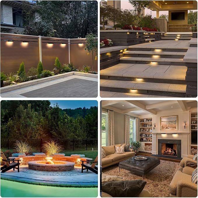 4 Packs 4inch LED 1.8W Hardscape Lighting,12V AC/DC Low Voltage Retaining Wall Light Paver Lighting,2700K Soft White Outdoor Step Light,50,000 Hours Lifespan