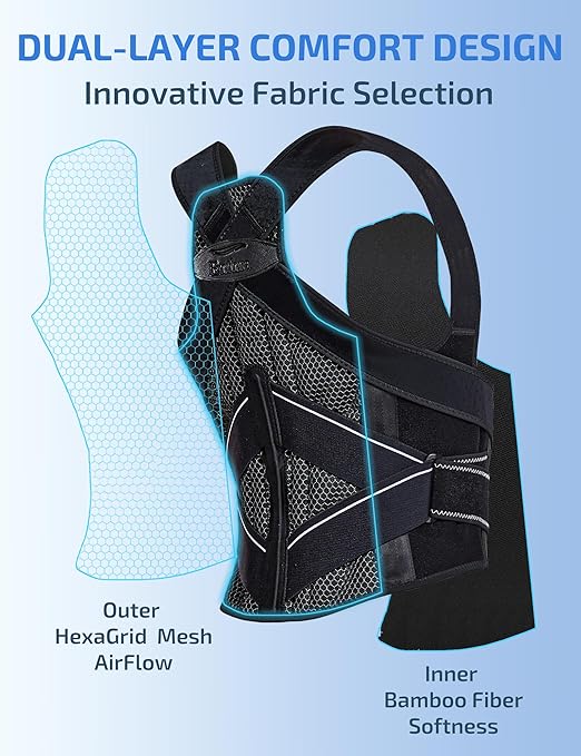 Posture Corrector for Women and Men with Bionic System, Precise Full Back Support Back Brace for Upper and Lower Back Pain Relief with Two 3D Pads