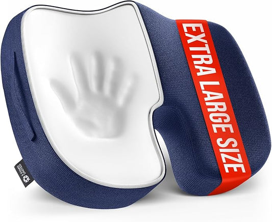 5 STARS UNITED Seat Cushion for Tailbone Pain Relief – Large Memory Foam Cushion for Coccyx, Hip, Sciatica & Post-Surgery Recovery – Wheelchair, Car, Desk, Gaming & Office Chairs, Blue