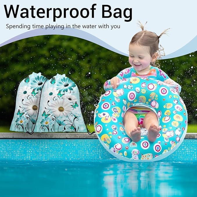 Daisy Flower Butterfly Grip Bags for Gymnasts Green Drawstring Storage Pouch Bag for Outdoor Grip