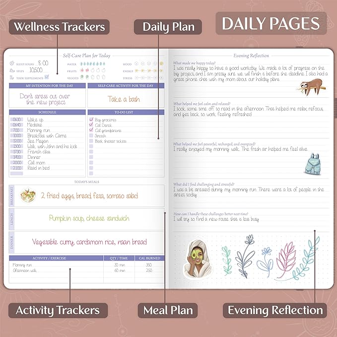 Legend Self-Care Journal – Guided Daily Reflection Notebook for Mental & Physical Health – Mood & Personal Development – 3-Month, 7x10” (Terracotta)