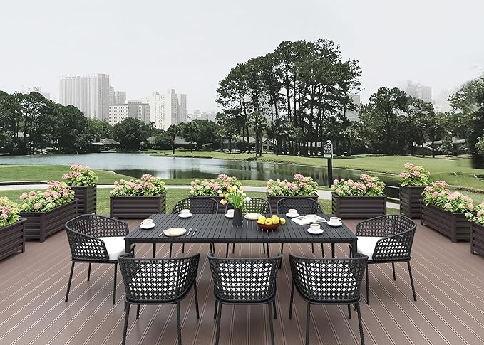 Aluminum Rectangular Outdoor Planter 39.36" Long Box Planter for Patio Porch Indoor Outdoor Weather-Resistant Large Planters with Drainage Hole for Flowers, Dark Brown, 19.68"D x 39.36"W x 19.68"H