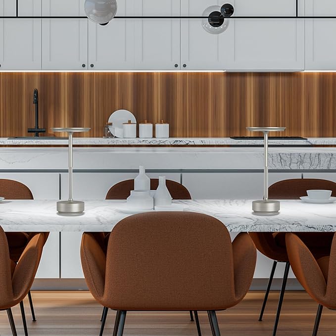 Rechargeable Cordless Table Lamps, 5000mAh Portable LED Table Light, 3 Color Stepless Dimming Battery Powered Metal Table Lamp for Outdoor Patio/Bedroom/Restaurant.(Silver)