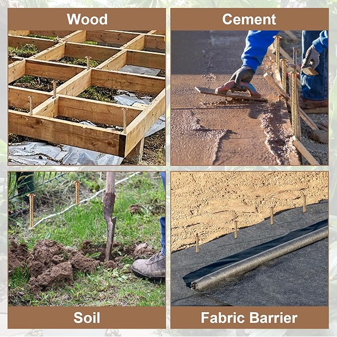 MIVIDE 12 Pack 16 Inch Gold Rebar Stakes, 1/2 Inch Diameter, Galvanized Steel Ground Anchors, Heavy Duty Metal Rebar Stakes for Speed Bumps, Garden Plants, Wheel, Wood, Tent