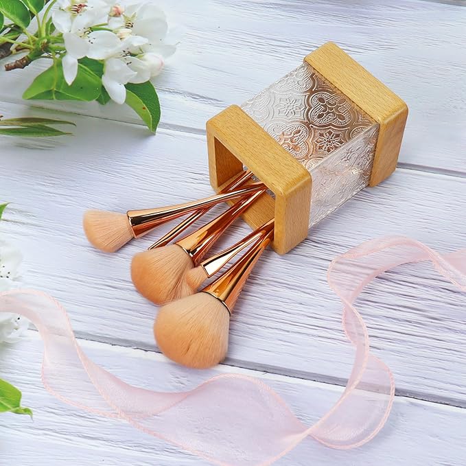 MultiBey Beech Wooden Pencil Holder, Clear Acrylic Wood Pen Holder, Modern Pencil Cup Organizer Stand Wood Desk Accessory Organizer for School Office Home Supplies