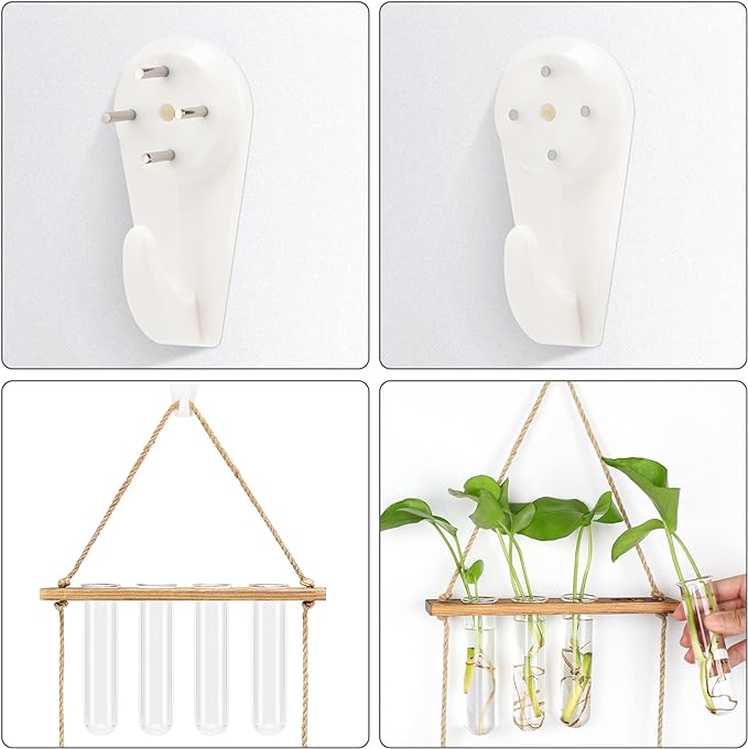 Hyindoor Wall Hanging Planter Terrarium 2 Tired Test Tube Vase Glass Planter Plant Propagation Station Plant Hangers of Rope with Wooden Stand and 8 Tubes for Hydroponic Plant Cutting