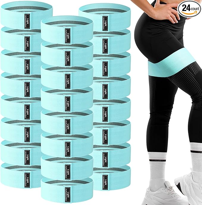 24 Pcs Fabric Resistance Bands for Working Out Strength Exercise Bands for Women Men Resistance Loop for Legs and Butt, Yoga, Pilates, Rehab, Fitness and Home
